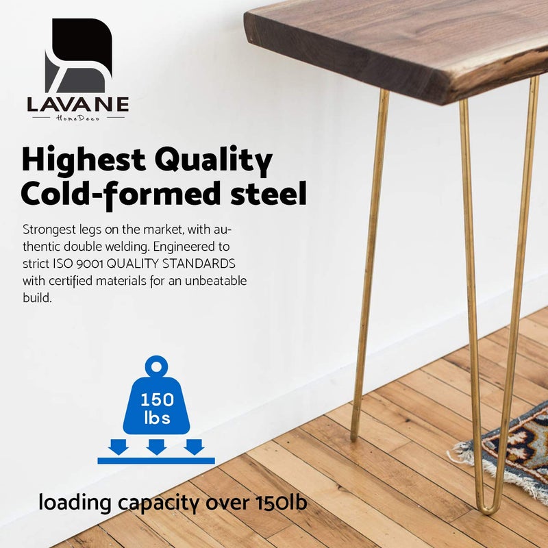 La Vane 8 inch Hairpin Table Legs (4-Pack), 20cm Mid-Century Modern Metal Furniture Legs for Coffee Table, Desk, Cabinet, TV Stand, Bench - with Screws & Floor Protectors - Image 3